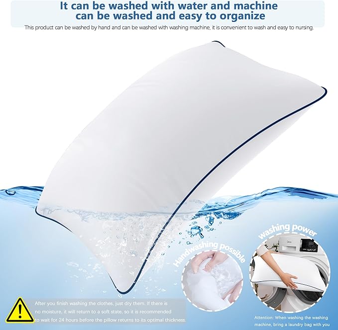 Bed Pillows for Sleeping, 2 Pack, Cooling Hotel Quality Quality with Premium Soft Down Alternative Fill for Back, Stomach or Side Sleepers,17x26Inches