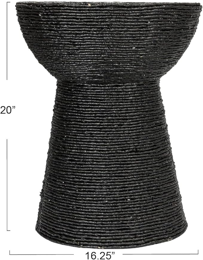 Creative Co-Op Round Handwoven Corn Rope Side Table, Black