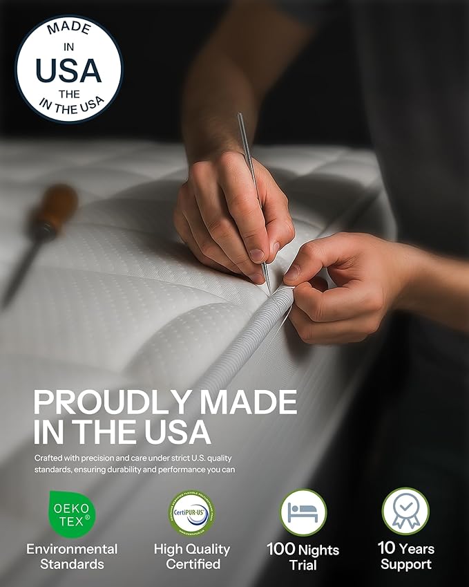 Life Balance Full Bed Mattress, 10 Inch Cooling-Gel Memory Foam Mattresses Made in USA, CertiPUR-US Certified Full Mattress in a Box, Medium Firm, Pressure Relief, Motion Isolation, CY-10-F