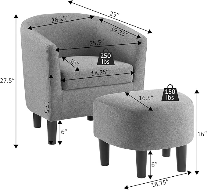Convenience Concepts Take a Seat Churchill Accent Chair with Ottoman, Marigold Stamped Faux Leather