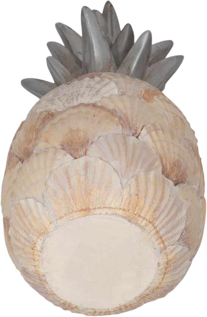 Sagebrook Home Unique 12" Seashell Pineapple Decorative Object, Polyresin Multi-Color Accent Piece for Home Elegance and Coastal Charm