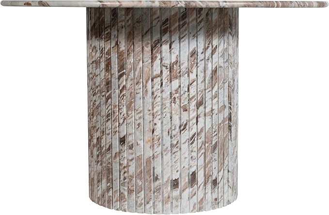 Meridian Furniture 248Brown-DT48 Genoa Collection Art Deco Dining Table with Handcrafted Genuine Marble, Multi Colored with Brown and White, 48" W x 48" D x 30" H, Brown