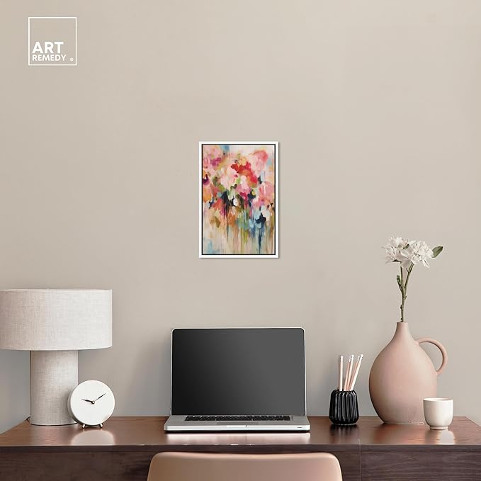 Art Remedy Soft Lush Pastel Canvas New Floral Wall Art, White Frame, 10" x 15"