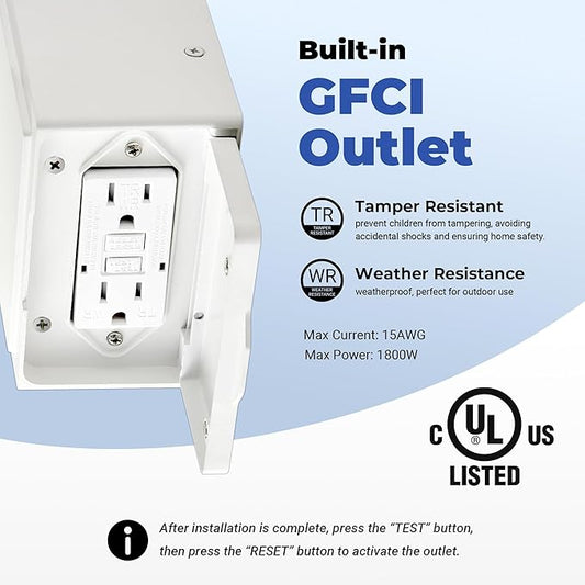 Motion Sensor Porch Light with Outlet, White Exterior Lighting Fixtures with GFCI Outlet, Outdoor Wall Lantern with Beveled Glass, Adjust Sensitivity Exterior Wall Light, Outside House Lights