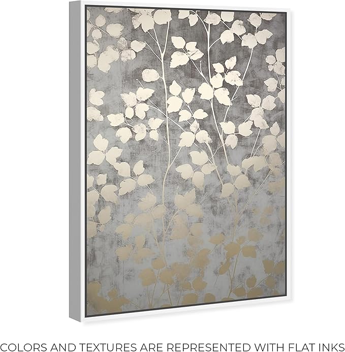Art Remedy Silvery Gray Garden Canvas Elegant Floral Wall Art, White Frame, 10" x 15"