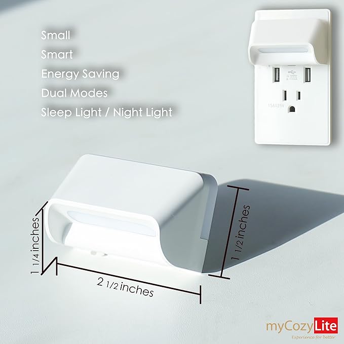 Red LED Night Light, Dusk to Dawn Sensor, Dual Lighting Mode, Guide Light, and Sleep Light, Switch ON OFF, Night Light Plug into Wall for Bedroom, Bathroom, Kitchen, Hallway, Stairway, 2 Pack