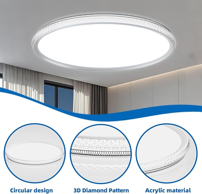 Led Ceiling Light Flush Mount,Bedroom Lights for Ceiling,led Kitchen Ceiling Light,Dimmable 35W 4000LM,5CCT Selectable Color Temperature,15 in for Living Room,Office,Hallway,Bedroom,Kitchen