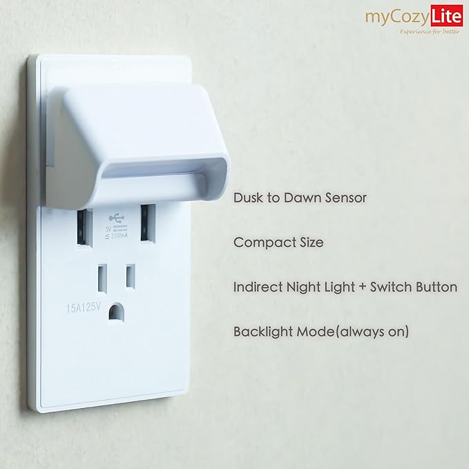 Red LED Night Light, Dusk to Dawn Sensor, Dual Lighting Mode, Guide Light, and Sleep Light, Switch ON OFF, Night Light Plug into Wall for Bedroom, Bathroom, Kitchen, Hallway, Stairway, 2 Pack