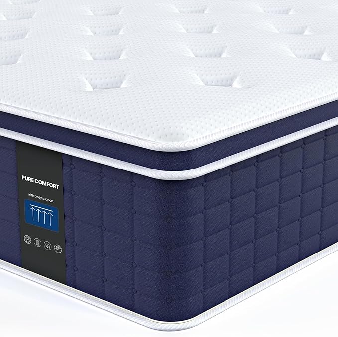 Coolvie Twin Mattress 14 Inch, Hybrid Twin Bed Mattress in a Box, 4 Layer Premium Foam with Pocket Springs for Motion Isolation and Pressure Relieving, Medium Firm Feel, 100-Night Trial
