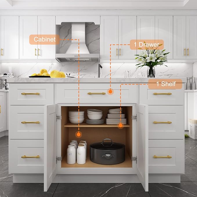 LOVMOR Kitchen Base Cabinets, Sideboard Storage Cabinet, Entryway Cabinet with 1-Drawer & Adjustable Shelf, 27" W X 24" D X 34-1/2"H