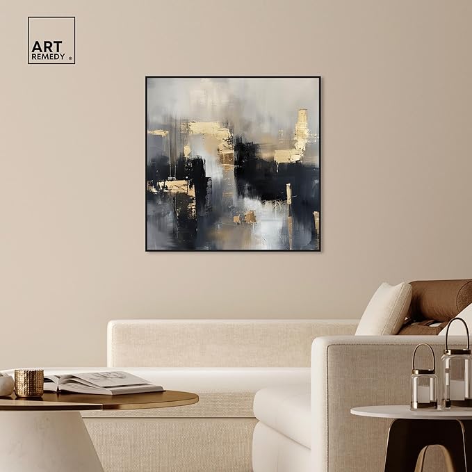 Art Remedy Daring Canvas Colorful Abstract Wall Art, Black Frame, 40" x 40"