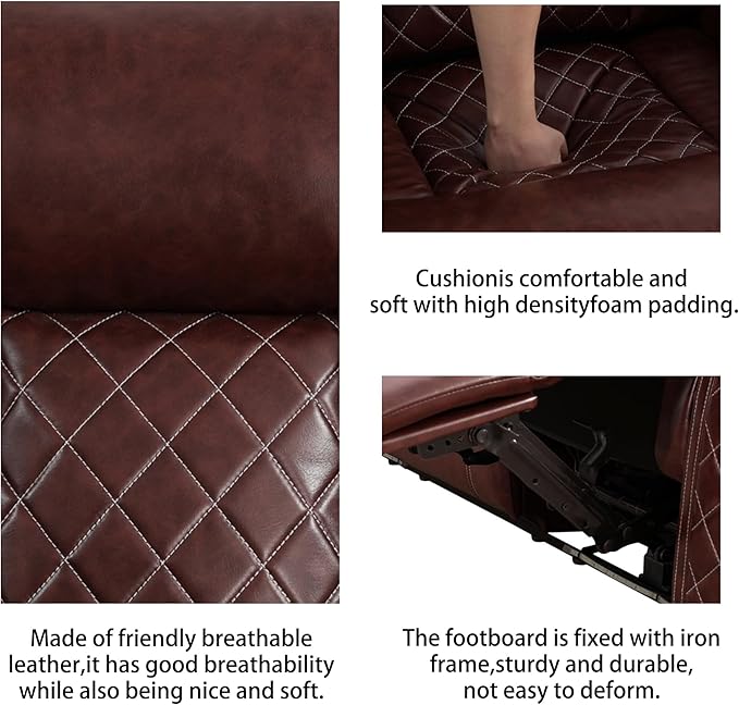 Power Recliner Sectional Sofa with LED, Breathing Leather Reclining Sectional Couch, L Shaped Couch with Dual Recliners, USB Port, Cup Holder&Storage (Garnet, Sectional+Loveseat(8 Seats))