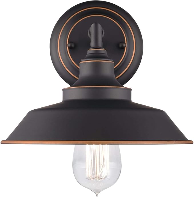 Westinghouse 6343500 Indoor Wall Fixture, 1-Light Sconce, Oil Rubbed Bronze - White Interior