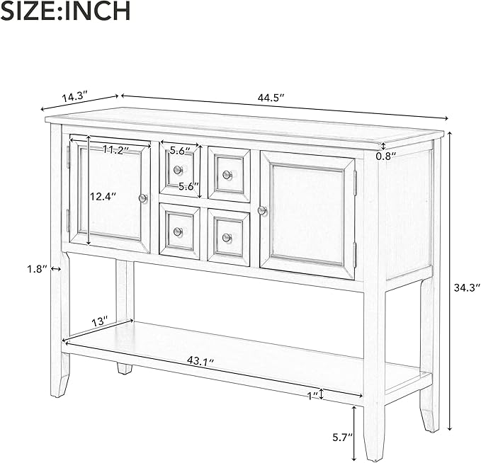 Merax Modern Wood Buffet Sideboard with Drawers and Bottom Shelf Console Table for Living Room Dinning Room Kitchen (Light Navy)