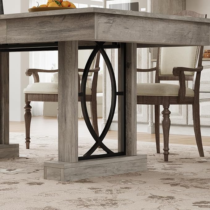 GarveeHome 71-Inch Rectangular Dining Table with Two Drawers, Wooden Kitchen Table w/Large Tabletop & Sturdy Frame, Large Dining Table for 6-8 with Double Pedestal, for Dining Room, Office