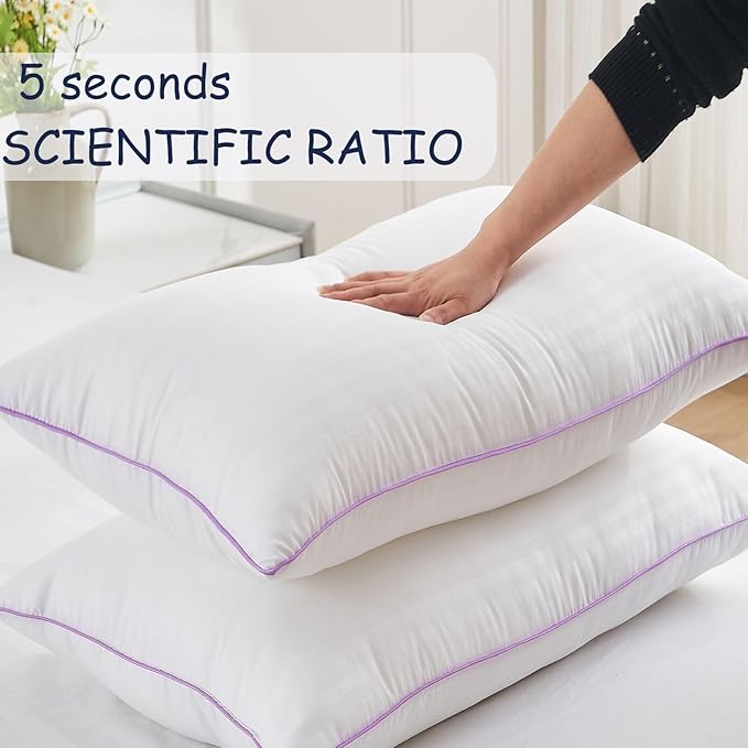 VAINOC Pillows Queen Size Set of 2,Breathable Hotel Collection Bed Pillows for Sleeping Medium Soft Down Alternative Microfiber Filled,20 x 30 Inches