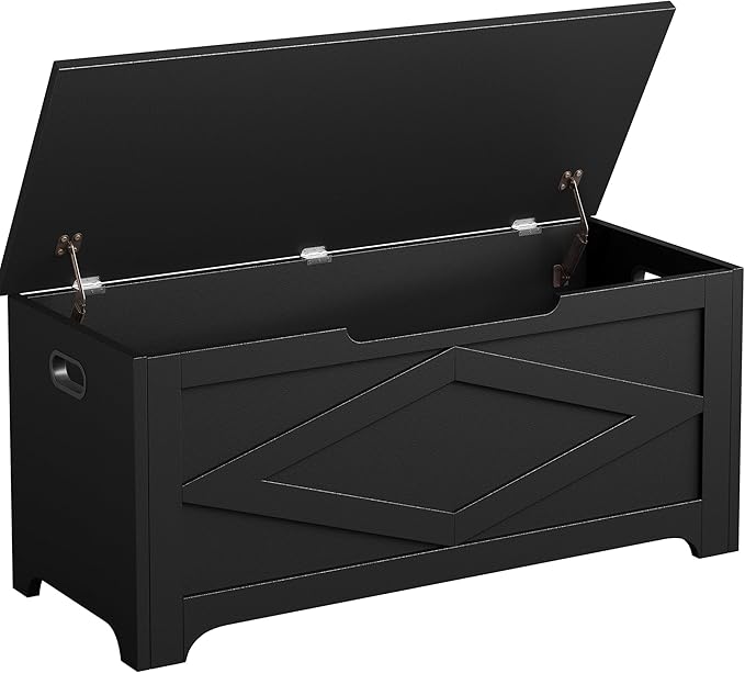 GarveeHome 39.4 in Storage Chest, Wooden Storage Bench with Safety Hinges, Easy Assembly, Large Shoe Bench for Entryway, Living Room, Bedroom
