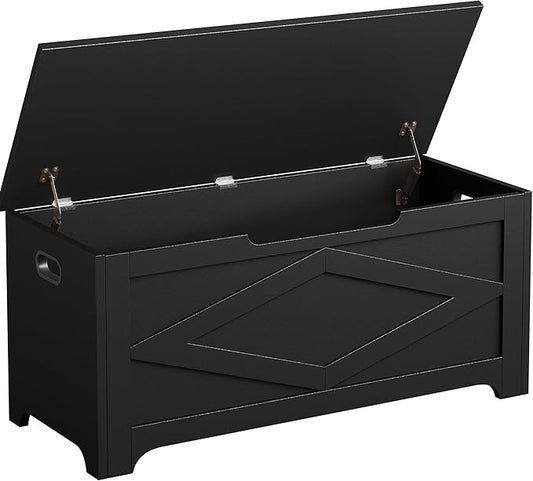 GarveeHome 39.4 in Storage Chest, Wooden Storage Bench with Safety Hinges, Easy Assembly, Large Shoe Bench for Entryway, Living Room, Bedroom