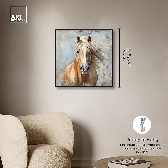 Art Remedy Rustic Rider Canvas Horse Wall Art, Black Frame, 24" x 24"