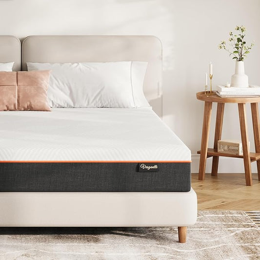Vesgantti Twin Mattress, 8 Inch Gel Memory Foam Mattress Twin Size with Comfort Foam for Pressure Relief & Cool Sleep & Body Support, Made in USA, Medium Feel Bed in a Box, White