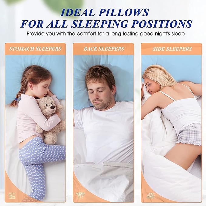 MZOIMZO Bed Pillows for Sleeping- Standard Size, Set of 2, Cooling Hotel Quality with Premium Soft Down Alternative Fill for Back, Stomach or Side Sleepers, 43x66CM, Blue