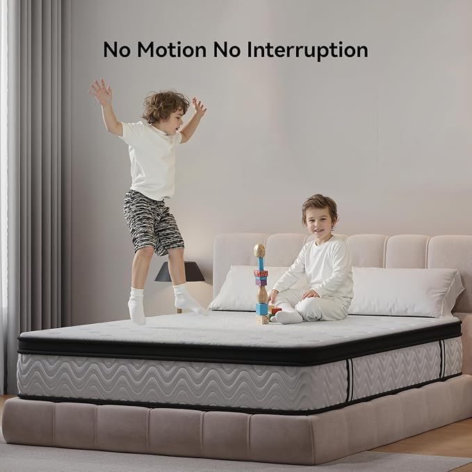Nelaukoko King Size Mattress, 12 Inch King Hybrid Mattress Medium-Firm | Individually Wrapped Coils & Cooling Memory Foam | Motion Isolation & Edge Support | CertiPUR-US Certified | Mattress in a Box