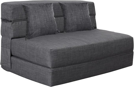 Nigoone Queen Size Folding Sofa Couch Memory Foam with 2 Pillows Sleeper Chair Lazy Couch Triple Futon Convertible Guest Beds, Washable Cover, Dark Gray