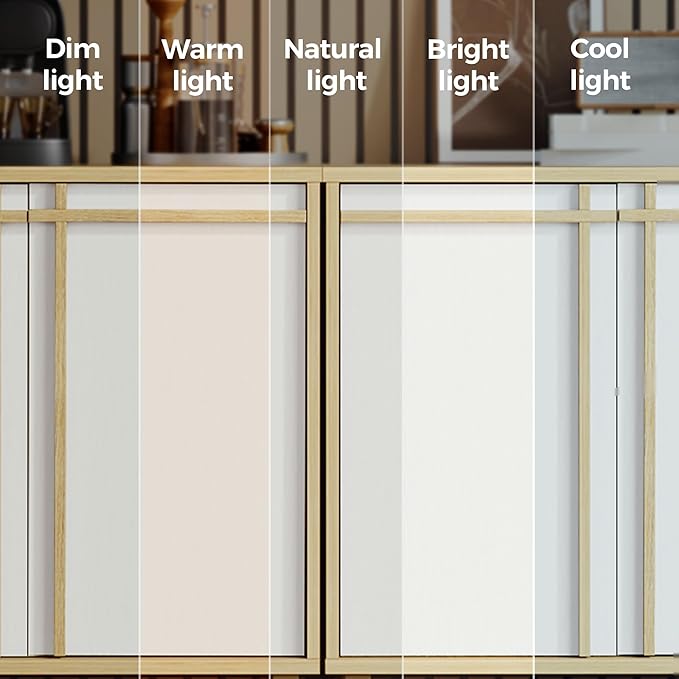 Sideboard Buffet Cabinet with Storage, 2 Doors, Adjustable Shelves, Wooden Mid Century Coffee Bar Cabinet for Entryway, Living Room, Kitchen, Natural/White