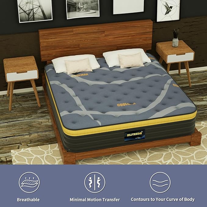 Elfreda Twin Mattress, 12 inch Pillow Top Hybrid Mattress,Memory Foam and Pocket Spring Firm,Supportive & Pressure Relief Twin Size Bed in a Bag