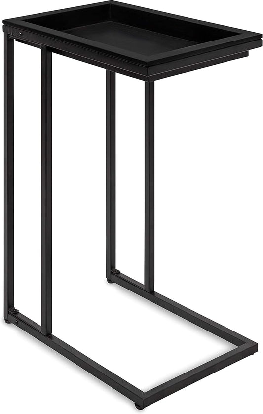 Kate and Laurel Lockridge Foldable Modern Side C-Table, 18.5" x 12" x 26.75", Black