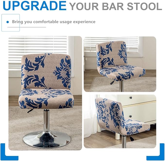 Levoberg Bar Stools Cover Set of 2 Printed Armless Swivel Barstools Slipcovers with Backs Stretch Square Counter Height Bar Stools Covers Mid Low Back Chair Cover for Kitchen Dining Room Bar #2