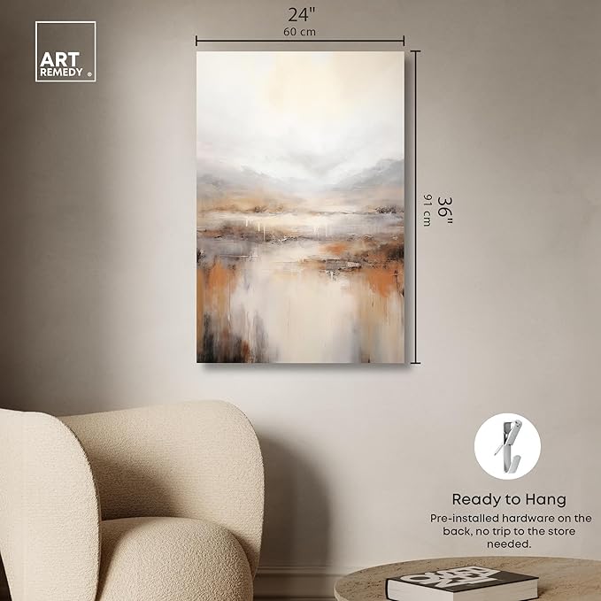 Art Remedy Natural Cascades Canvas Muted Abstract Wall Art, Gallery Wrapped, 24" x 36"