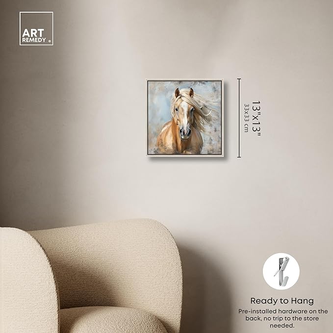 Art Remedy Rustic Rider Canvas Horse Wall Art, Silver Frame, 12" x 12"