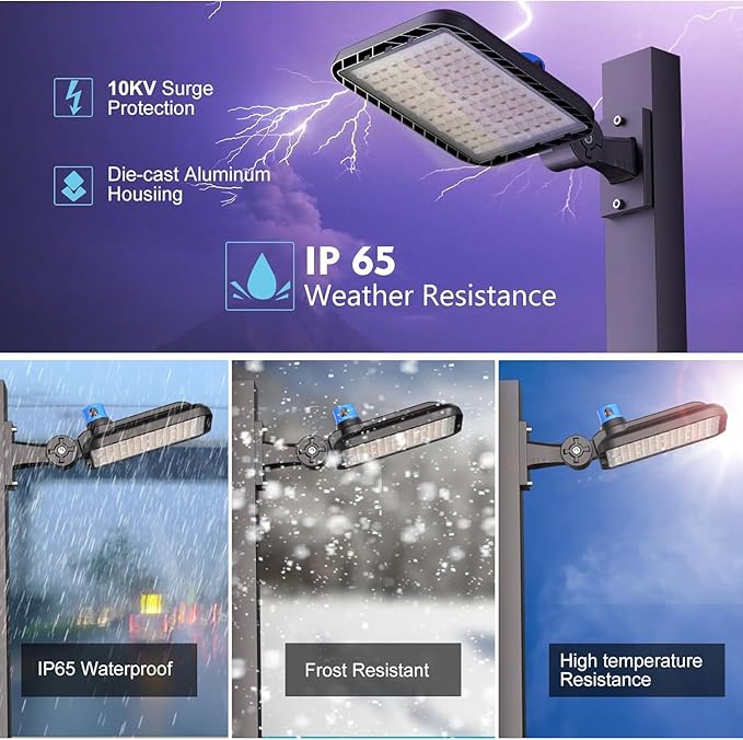 Lightdot ETL 150W Parking Lot Lighting 21000Lm 5000K LED Parking Lot Lights with Smart Photocell IP65 Waterproof Arm Mount LED Pole Light for 16~30Ft Height Yard/Driveway-2Pack 7Yrs Warranty