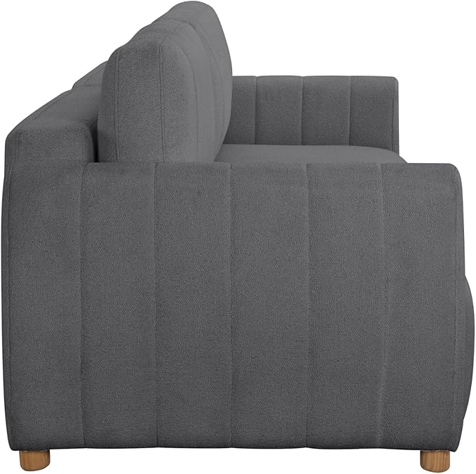 Serta Galway 91.7" Convertible Sleeper Sofa, Queen Size, Wall-Hugging Dreamglide Mechanism, Dreamcoil Comfort, Boucle Fabric, Charcoal