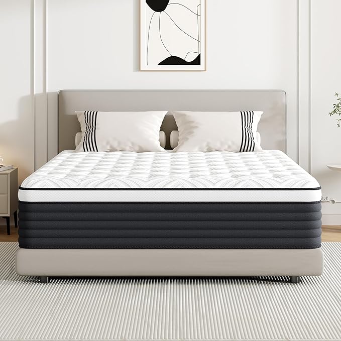 Full Size Mattress, 12 Inch Hybrid Memory Foam Full Mattress in a Box, Pressure Relief for Back Support, Medium Firm, Individually Pocket Springs, 100-Night Trial & CertiPUR-US Certified, White