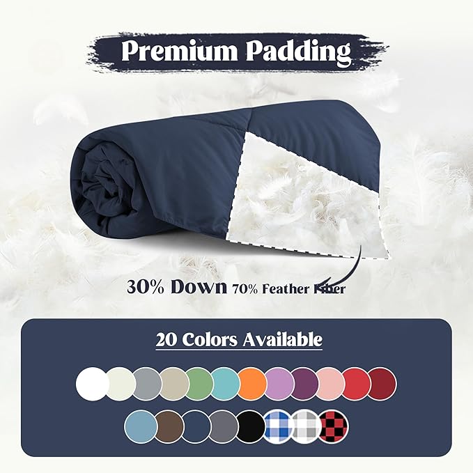 puredown® Soft Feather Down Throw Blanket Lightweight Packable Couch Throw for Indoor and Outdoor Use, Throw 50"X70", Navy