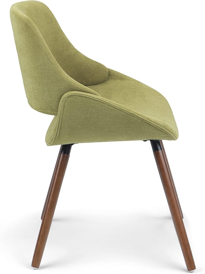 SIMPLIHOME Malden Dining Chairs - Upholstered Bentwood Frame and Woven Fabric Kitchen Chair in Acid Green, Modern Dining Room Seating with Curved Contoured Back, Walnut Veneer Legs and Padded Seat