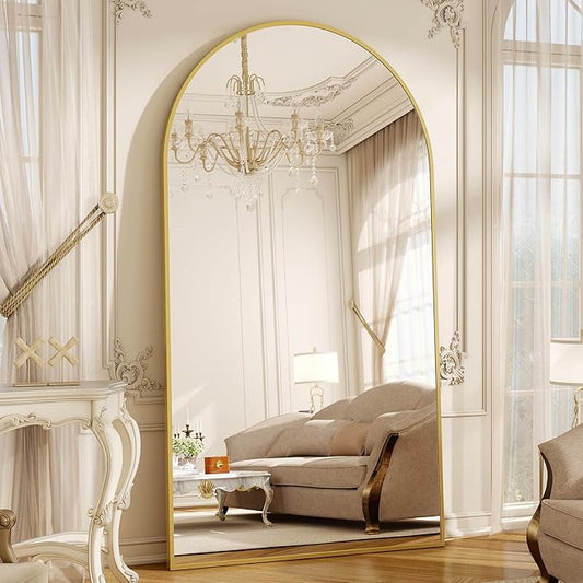 86" x 40" Large Arch Full Length Mirror - Floor Full Body Mirror with Aluminum Frame - Standing, Leaning or Hanging, for Bedroom, Living Room, Gold