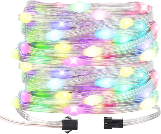 BTF-LIGHTING WS2812B IC RGB Pebble Pixel Light Seed String Roll Individual Addressable Chasing Color Smart Fairy String Light PVC Wire 32.8FT 100LED DC12V for Christmas Decor(No Adapter or Controller)