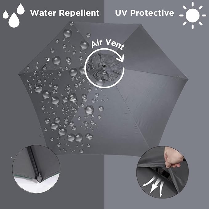 Sfmora 9ft Patio Umbrella Replacement Canopy for 6 Ribs, Outdoor Umbrella Canopy ONLY, Market Umbrella Top, Water-Resistant & UV-Protective