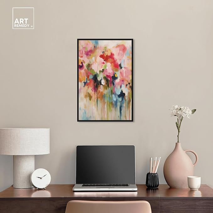 Art Remedy Soft Lush Pastel Canvas New Floral Wall Art, Black Frame, 16" x 24"