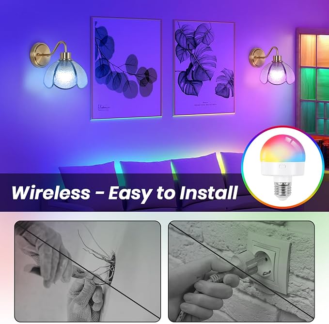 Battery Operated Wall Sconce, Vintage Wall Sconce with Gold Trim Tulip Glass Lampshade Rechargeable Battery Powered Wall Light with Remote Control for Bedside Bedroom Doorway