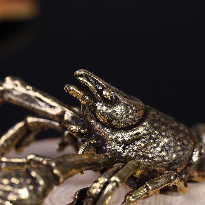 Crayfish Figurine, Solid Brass Lobster Figurine Brass Animal Figurines Desktop Statue Collectibles Copper Decorative Objects Home Decor Office Home and Shelf Decorations