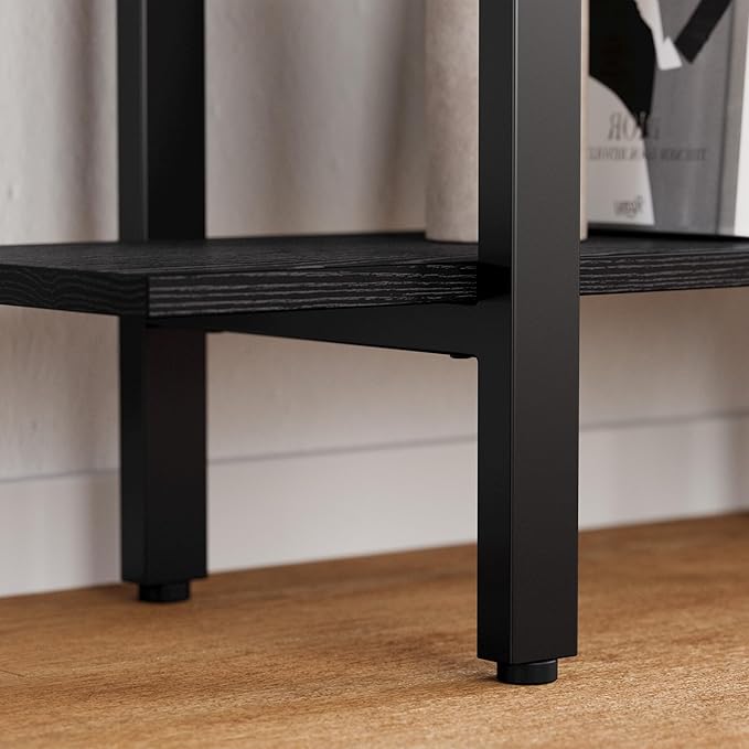 IRONCK Bookshelves Triple Wide 5 Tiers Large Open Shelves, Display Shelf with Back Fence for Home Office Decor, Easy Assembly, Vintage Black