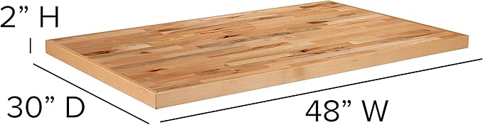 Flash Furniture Mayfair 30" x 48" Rectangle Butcher Block Style Table Top