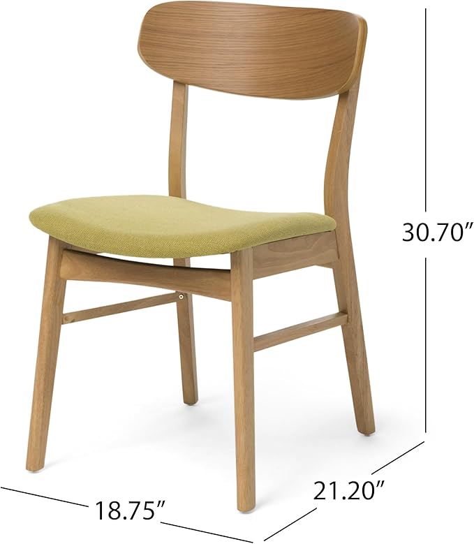 Christopher Knight Home Lucious Fabric / Oak Finish Dining Chairs, 2-Pcs Set, Green Tea