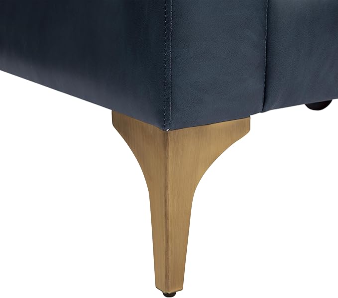 Serta Triton 78" Sofa, Transitional Modern, Dreamcoil Comfort, Metal Legs, Vegan Leather, Navy Blue