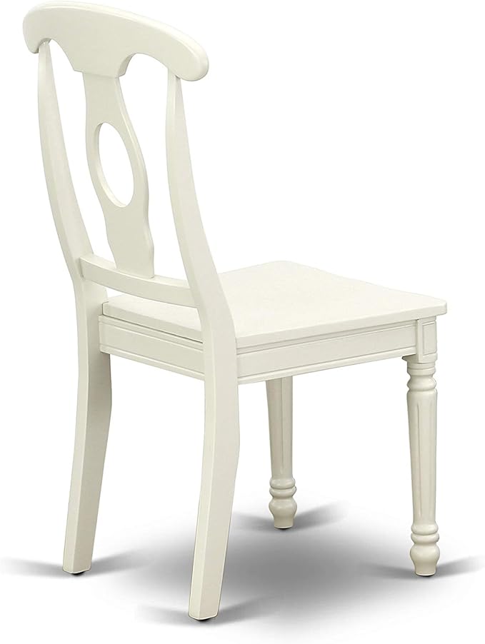 East West Furniture DLKE5-LWH-W 5 Piece Dining Room Furniture Set Includes a Round Kitchen Table with Dropleaf and 4 Dining Chairs, 42x42 Inch, Linen White