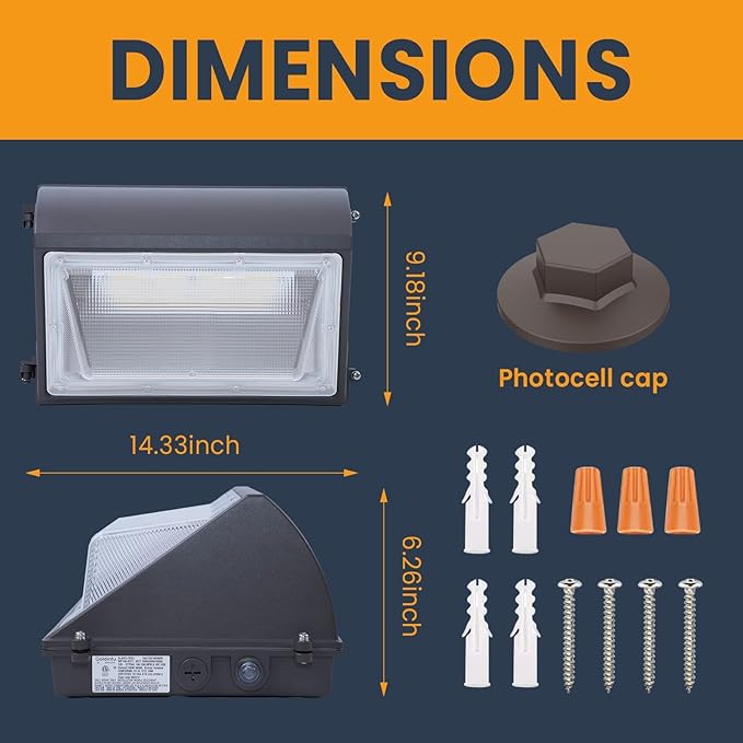150W LED Wall Pack Light with Photocell 4Pack, 4000/5000/6500K 3CCT, 80/100/120/150W Selectable, Commercial Security Lighting Outdoor LED Wall Lights for Parking Lot Warehouse Barn 100-277V ETL Listed